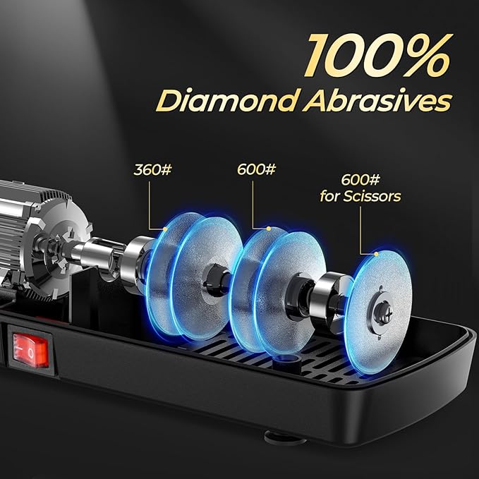 Narcissus Knife Sharpener, Diamond Abrasives Electric Knife Sharpener for Stainless Steel and Ceramic Knives, with Scissors Sharpener & Metal Dust Collection Box, Quick Sharpening & Polishing, Silver - Image 3