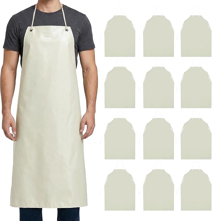 Xpose Safety Heavy Duty Vinyl Waterproof Aprons, White - For Home, Industrial and Commercial Use - Chemical Resistant