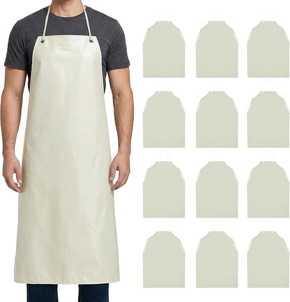 Xpose Safety Heavy Duty Vinyl Waterproof Aprons, White - For Home, Industrial and Commercial Use - Chemical Resistant