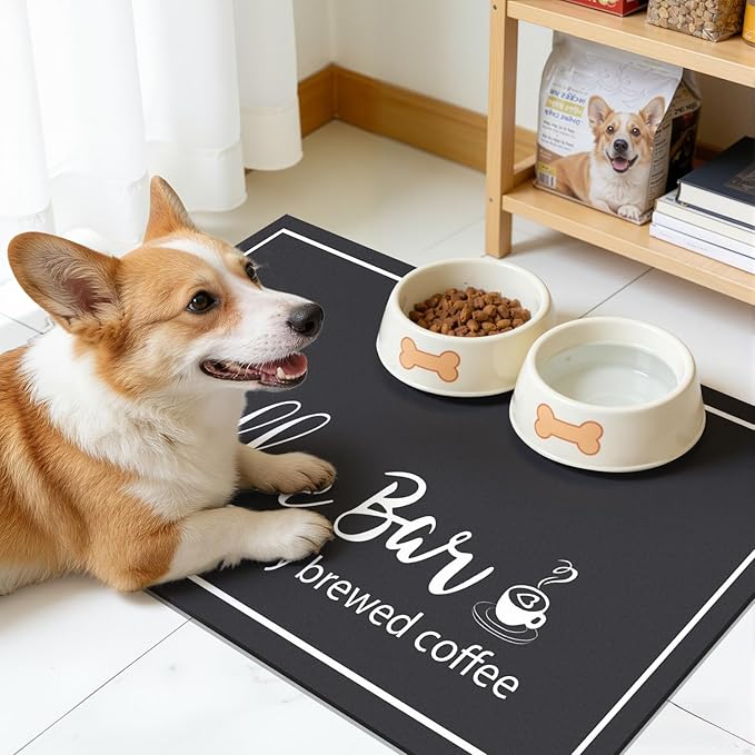 Findosom 12"x 20" Dish Drying Mat, Super Absorbent & Cuttable Coffee Mat, Hide Stain Bar Mat for Kitchen Counter, Coffee Bar Accessories, Black - Image 3