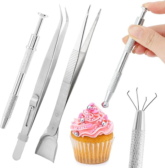 4 PCS Sprinkles Tools for Cake Decorating,Sprinkle Pen Pearl Grabber with 4 Claws,Cake Tweezers Pearl Sprinkle Spoon with Shovel Head,for Cookie Cupcake Decorating Supplies by Unknown