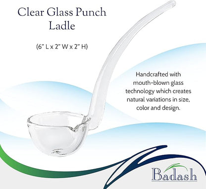 Badash 6" Small Glass Gravy Ladle, Artisan Heritage Quality Mouth-Blown Lead-Free Crystal, Elegant Small Spoon-Sized Serving Clear Utensil perfect For Sauce & Salad Dressing, Presentation Packaging