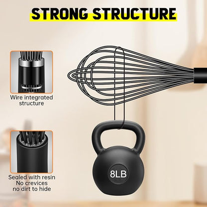 HOTEC 4 Pieces Silicone Whisks Set, Wire Balloon Whisks Egg Beater, Non-slip Handle Whisk for Non-stick Cookware Perfect for Cooking, Stirring, Beating and Blending (Black) - Image 6