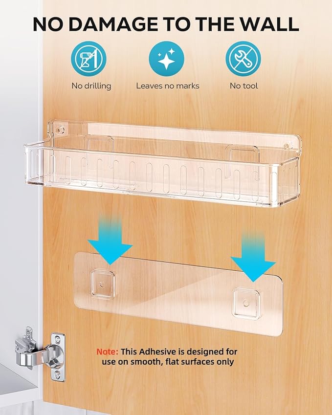 Nieifi Spice Rack Wall Mount, 4 Pack, Clear, Screw or Adhesive Installation, Spice Rack Organizer for Your Kitchen Cabinet or Pantry Door - Image 4