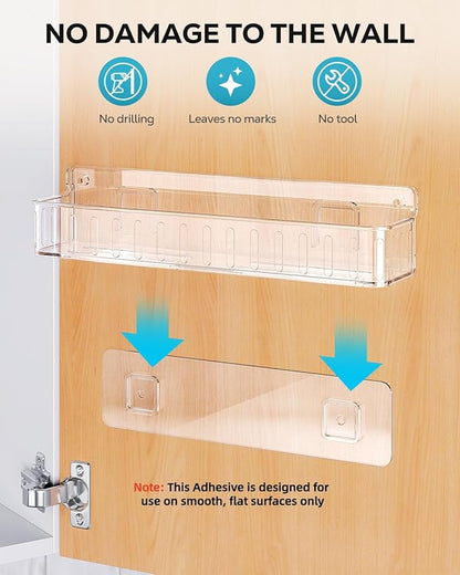 Nieifi Spice Rack Wall Mount, 4 Pack, Clear, Screw or Adhesive Installation, Spice Rack Organizer for Your Kitchen Cabinet or Pantry Door - Image 4