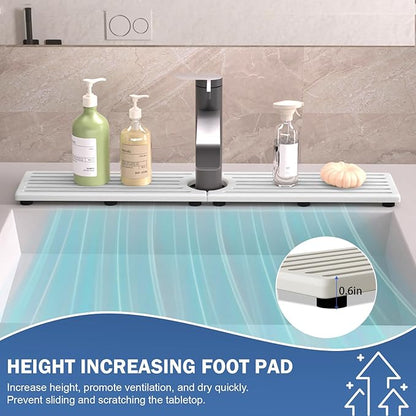 Stone Faucet Mat for Kitchen Sink, Water Absorbing Sink Water Splash Guard, Fast-Drying Kitchen Sink Faucet Mat, Durable Protector and Stone Drying Mat for Kitchen Counter Bathroom Sink