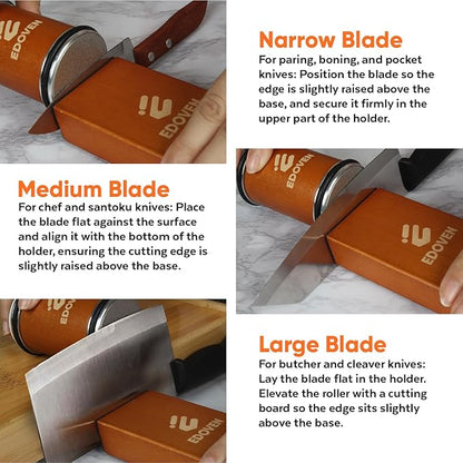 Knife Sharpener Tool – Rolling Knife Sharpener Kit with Diamond & Ceramic Discs, Magnetic 15° & 20° Angle Guide, Manual Kitchen Knife Sharpener for Steel Knives, Ideal Gift - Image 4