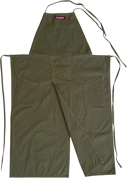 OLIVE GREEN, the original split apron for potters, chefs and gardeners