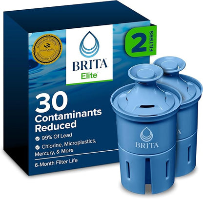Brita Filter Replacements for Water Pitchers and Dispensers, Elite, NSF Certified to Remove 99% of Lead, 2 Count, Blue by Brita