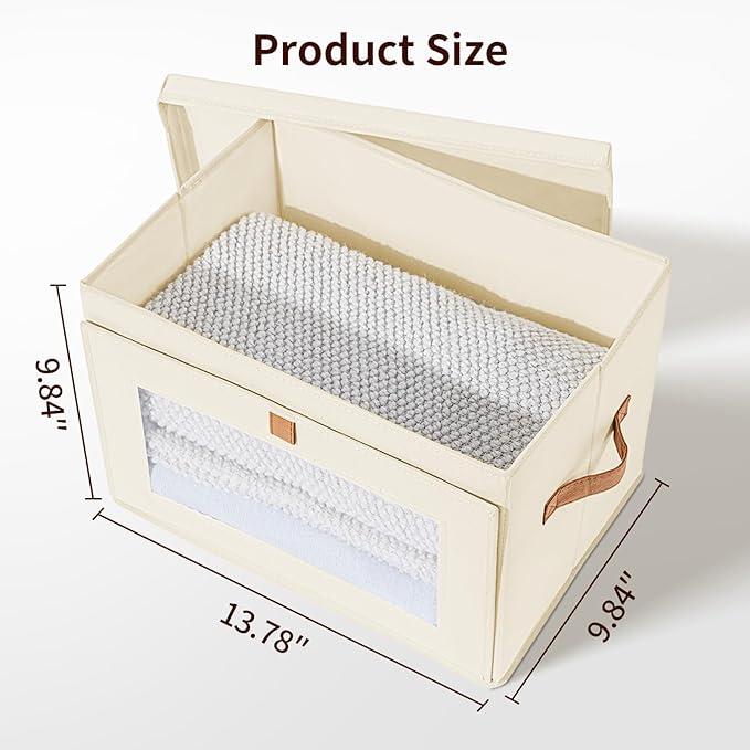 DIMJ Storage Bins with Lids - 5 Pack Large Fabric Closet Organizer with Window & Handles, Collapsible Decorative Storage Boxes for Shelves Under Bed, Books Clothes Blankets Sweaters Organization - Image 7
