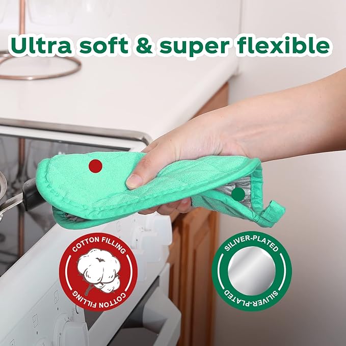 Joyhalo 6 Pack Pot Holders for Kitchen,Cotton Oven Holder with Great Heat Resistance,Non Slip Hot Pads for Kitchen Clearance,Aqua - Image 3