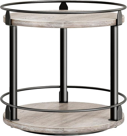 YATINEY Lazy Susan Organizer, Rotating Spice Rack, 2 Tier Spice Turntable Organizer, Industrial Turntable Spice Holder, for Kitchen Countertop and Cabinet, Compact and Versatile, Greige SR22BG by Yatiney