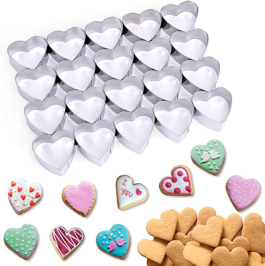 AIERSA Mini Heart Cookie Cutter, 20 Cavity 1.3 Inch Small Tiny Heart Shaped Cookie Cutters for Mother’s Day Valentine’s Day Wedding Baking, Stainless Steel