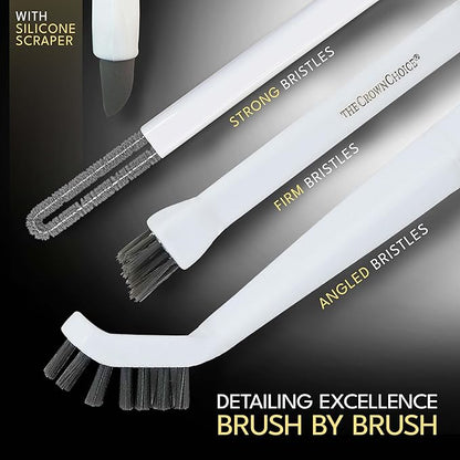 Small Cleaning Brush Set 3pcs—Crevice Brushes for Cleaning—Scrub Brushes Set with Silicone Tipped Scrub Brush—Stiff Handle Miniature Cleaning Brush for Kitchen Uensils, Tight Spaces, Tub, Shower - Image 3