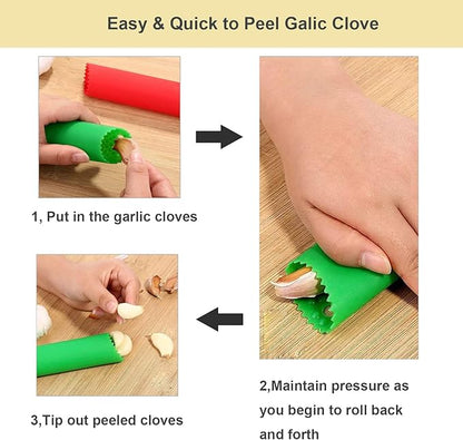 Garlic Peeler Tube, Silicone Garlic Roller, Easy to Peel Garlic Cloves, Useful Kitchen Tool for Garlic(3colors) - Image 4