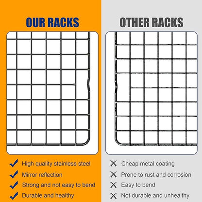 2PCS Cooling Racks for Cooking and Baking - 10" x 16"Heavy Duty Stainless Steel Wire Rack for Baking, Grilling, Roasting - Oven & Dishwasher Safe - Fits Half Sheet Pan（Black） - Image 7