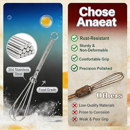 Anaeat Small Wire Whisk Set of 2, Portable Stainless Steel Kitchen Tiny Whisk & Egg Beater with Thick Wire - Sturdy Mini Mixing Balloon for Cooking, Blending, Whiping, Beating and Stirring (6" + 8") - Image 5