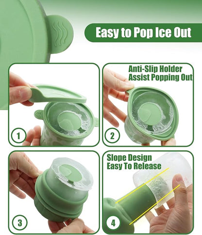 Ice Molds for Owala 24-40oz, Set of 3, Food-Grade Soft Silicone, No White Residue, Easy to Release, Straw Placement Compatible with Owala FreeSip, Keeps Drinks Cold Longer (Green)