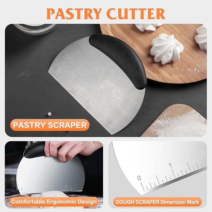 Pastry Cutter Biscuit Cutter Dough Cutters, Stainless Steel Butter Pastry Cutter Tool, Pastry Blender Baking Dough Tools, Round Biscuit Cutters, Sturdy & Long-Lasting, Gift Package (3 Pcs/Set) - Image 2