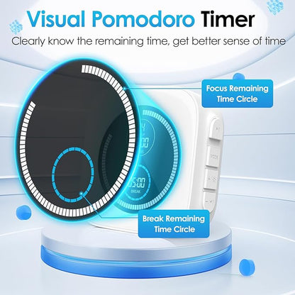HAUKINIX 99-Minute Visual Timer with Pomodoro Timer Productivity Focus Timer Countdown Stopwatch Desk ADHD for Study, Work, Student, Procrastination, Loud Alarm/Mute/Vibration, 2 Brightness Levels