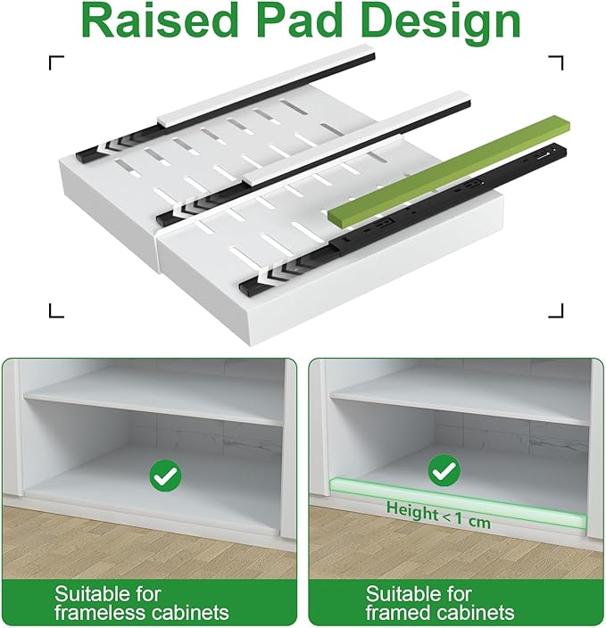 PAKETA 2 Pack Expandable Pull Out Cabinet Organizer, 21'' Deep Pull Out Drawers for Cabinets, Upgrade 3 Slide Rails Sliding Drawers for Cabinets with Adhesive Nano Film (White, 21"D X 12-20"W) - Image 5