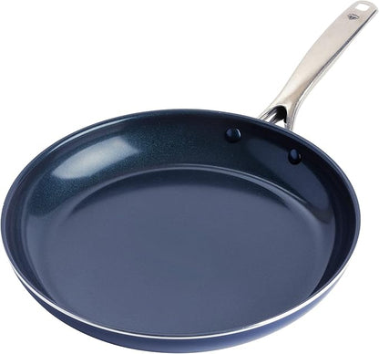 Blue Diamond 12" Nonstick Frying Pan Skillet, Diamond Infused PFAS & PTFE-Free Ceramic Pot, Dishwasher & Oven Safe, Stay Cool Handle, Durable Non Toxic Metal Utensil Safe, Egg & Omelet Pan, Blue by BlueDiamondCookware