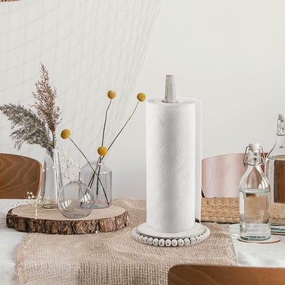 Farmhouse Paper Towel Holder Countertop White Wood Rustic Christmas Paper Towel Roll Holder Stand Organize Winter Holiday Farmhouse Christmas Table Decor Accessories for Home Kitchen Bathroom