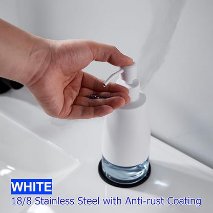 Gaussra White Soap Dispenser with Coaster and Stickers, Stainless Steel and Glass Bottle Hand Pump Dispenser, Refillable Liquid Hand Soap Dispenser for Bathroom & Kitchen (11OZ / 320ML) - Image 8