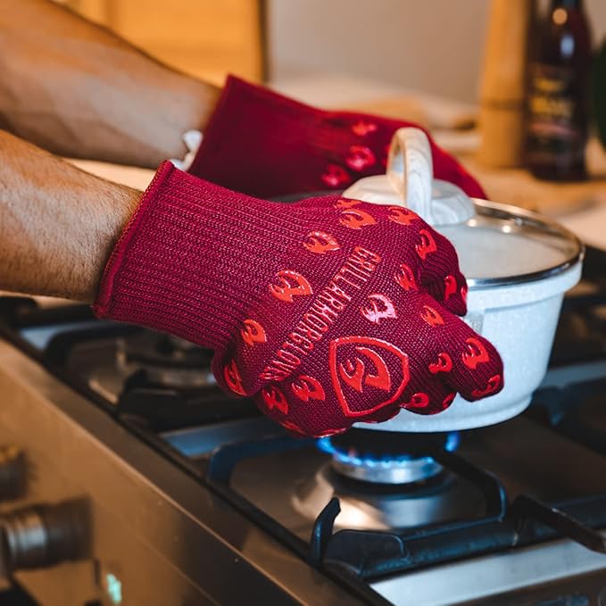 Grill Armor Oven Gloves with Fingers – 932°F Heat, Fire & Cut Resistant Mitts for BBQ, Grill, Cooking, Grilling, Baking, Smoker & Fire Pit - Image 3