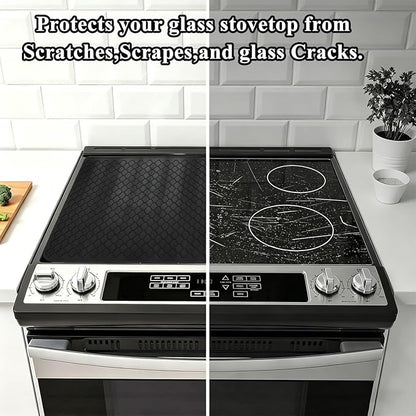 Silicone Stove Top Cover for Electric Stove- Range Covers for Electric Stove,Silicone XXL Dish Drying Mat, Glass Cooktop Covers Flat RV Range top Mats (Black, 20"x28")