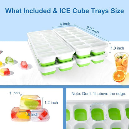 Ice Cube Tray, Ice Cube Trays for Freezer 4 Pack with Lids, Ice Tray Easy-Release, Ice Trays for Freezer Stackable, Silicone Ice Cube Tray for Drinks, Coffee - BPA-Free and Odor-Free（56 Cubes） - Image 7