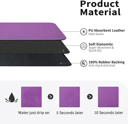 HotLive Dish Drying Mat for Kitchen Counter, Heat Resistant Drainer Mats with Non-slip Rubber Backed, Hide Stain Kitchen Super Absorbent Draining Mat, Easy to Clean Dish Rack Pad, Purple 18"x32" - Image 2