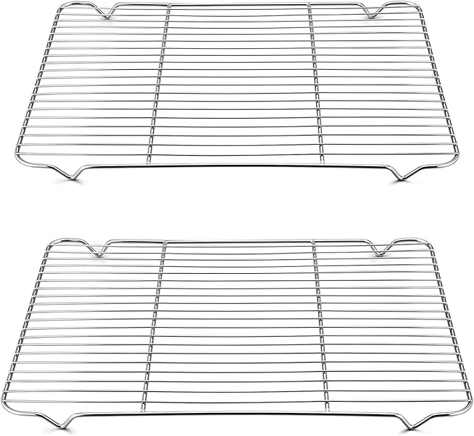 TeamFar Cooling Rack, 16.6” x 11.45” Stainless Steel Wire Baking Rack for Cooking Roasting Grilling, Fit for Oven Pan, Oven & Dishwasher Safe, Non-toxic & Heavy-Duty, 2PCS by TeamFar