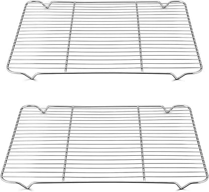 TeamFar Cooling Rack, 16.6” x 11.45” Stainless Steel Wire Baking Rack for Cooking Roasting Grilling, Fit for Oven Pan, Oven & Dishwasher Safe, Non-toxic & Heavy-Duty, 2PCS by TeamFar