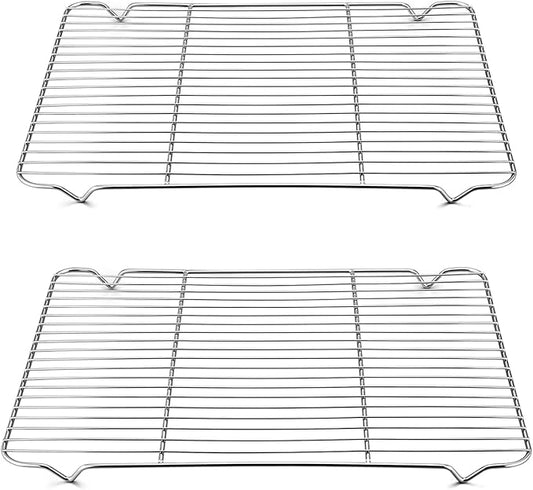 TeamFar Cooling Rack, 16.6” x 11.45” Stainless Steel Wire Baking Rack for Cooking Roasting Grilling, Fit for Oven Pan, Oven & Dishwasher Safe, Non-toxic & Heavy-Duty, 2PCS by TeamFar