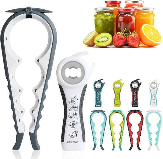 Jar Opener Bottle Opener for Weak Hands, 5-in-1 Multi-Function Can Opener Bottle Opener Kit with Silicone Handle, Easy to Use for Children, Elderly and Arthritis Sufferers (NEW White) by Unknown