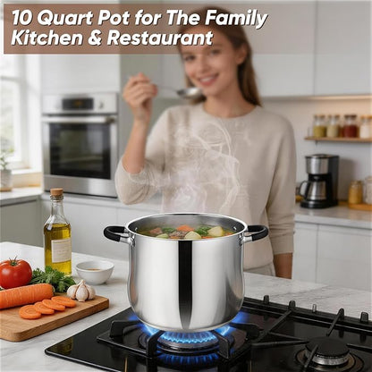 P&P CHEF 9.5" Stainless Steel Large Stock Pot