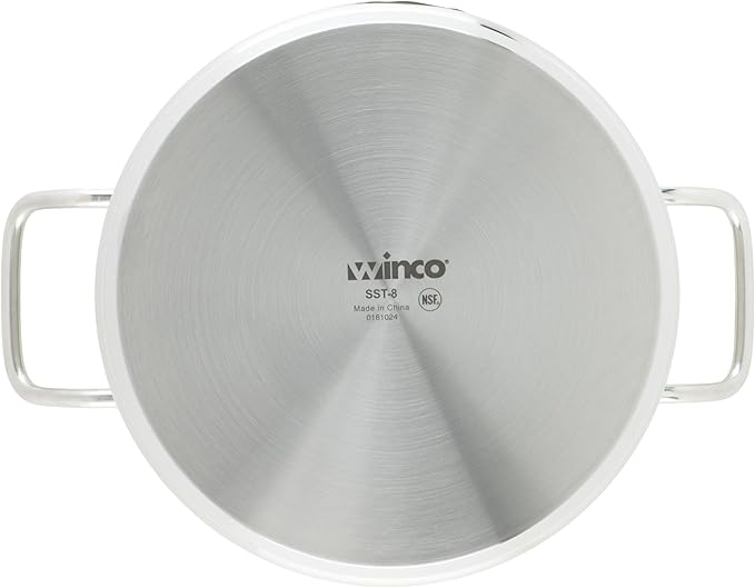 Winco Heavy-Duty Stainless Steel Stock Pot with Cover, 8 Quart - Image 4