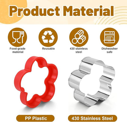 4 Pcs Flower Cookie Cutter Set, Stainless Steel Flower Biscuit Cutters, 4 Sizes Pastry Dough Cutters for Baking, Cookie Shaper for Donut English Muffin Sandwich
