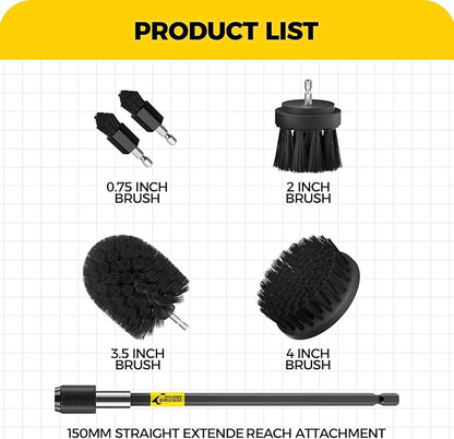 Holikme 6Pack Drill Brush Power Scrubber Cleaning Brush Extended Long Attachment Set All Purpose Drill Scrub Brushes Kit for Grout, Floor, Tub, Shower, Tile, Bathroom Black - Image 7