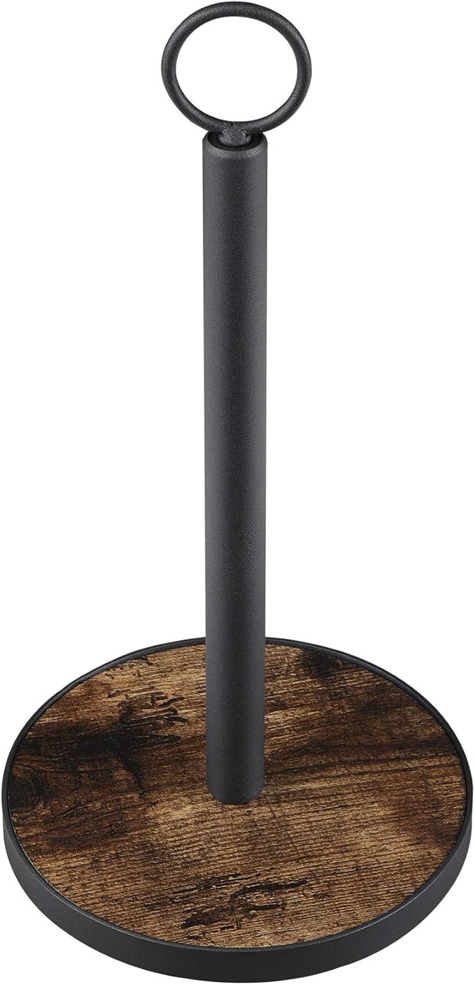 OROPY Paper Towel Holder Countertop with Heavy Duty Wood Base, Farmhouse Paper Towel Roll Stand for Kitchen Counter fits Standard and Jumbo Size Paper Towels (Brown) by OROPY
