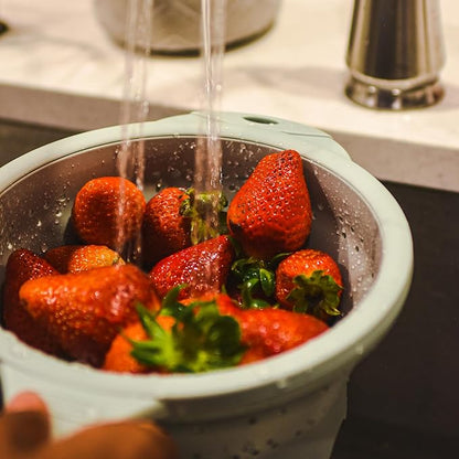 Dexas 8" Collapsible Silicone Strainer in Sage, Kitchen Strainer with Handles, 7.2 Cup Capacity | BPA-Free, Heat-Resistant, Space-Saving Kitchen Tool - Image 7