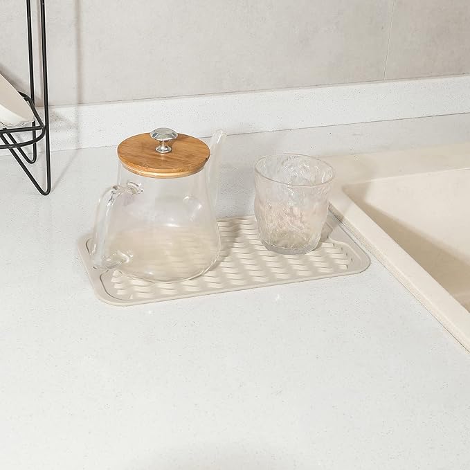 MicoYang Silicone Dish Drying Mat for Multiple Usage,Easy clean,Eco-friendly,Heat-resistant Silicone Mat for Kitchen Counter or Sink,Refrigerator or Drawer Liner Tapioca S 12 inches x 6 inches - Image 5