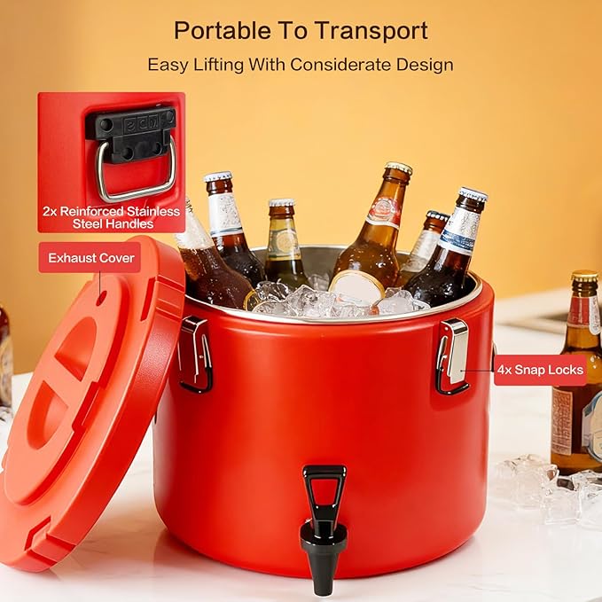 Insulated Beverage Dispenser,20L/5 Gallon Thermal Hot & Cold Drink Dispenser with 304 Stainless Steel Interior & Spout,Portable for Hot Tea Coffee Water Restaurant Drink Shop