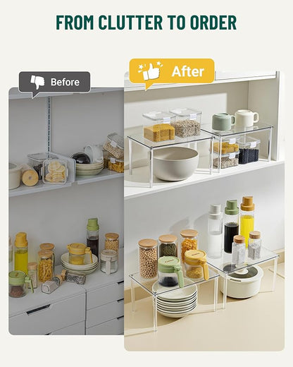 Bobomoment Acrylic Cabinet Organizer, Set of 2 Shelf Organizer, Spice Rack Organizer for Cabinet, Desk Countertop Organizer, Stackable Shelves for Pantry Kitchen Storage and Organization - Image 7