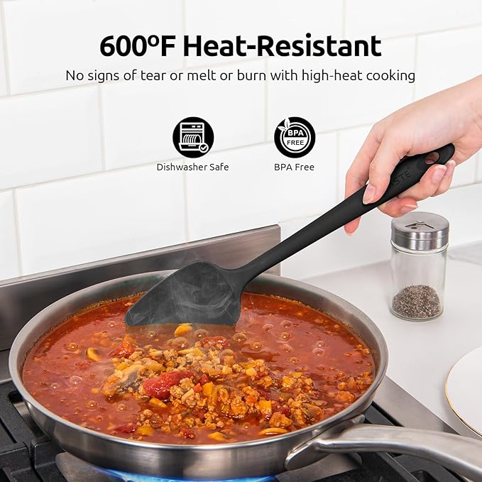 U-Taste Silicone Spatula Set with 600 Degrees Fahrenheit Heat Resistant (Black) - Image 3