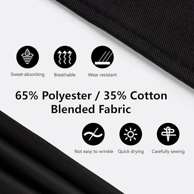 Jubatus 2 Pack 3 Pockets Adjustable Bib Apron 65% Polyester 35% Cotton Fabric Chef Kitchen Cooking Aprons for Women Men, Black - Image 4