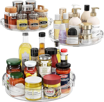 LAMU 3 Pack Lazy Susan Organizer Turntable for Cabinet, Pantry Organizers and Storage, Rotating Condiment Organizer for Kitchen, Table Top, Fridge, Countertop, Spice Organization, 9.25'' 10.6'' 12'' by YourHome-OrganizationHelper