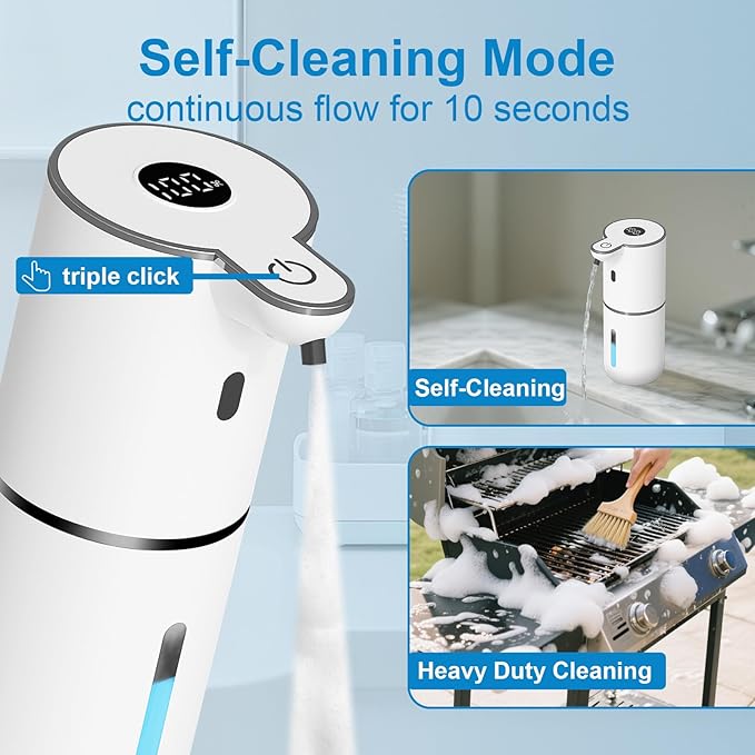 OHIFAST Automatic Foaming Soap Dispenser Touchless, USB Rechargeable Smart Hand Soap Dispenser, 6-Level Adjustable, 12.8oz/380mL Wall Mounted for Bathroom Kitchen Dish Soap-White - Image 5