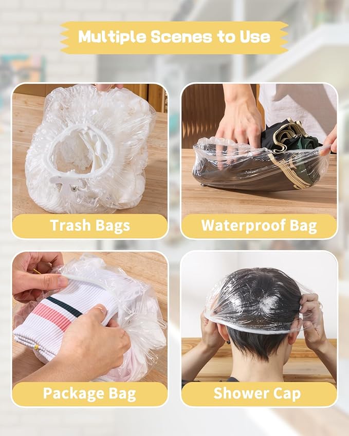 Plastic Bowl Covers for Sourdough Bread Proofing Large Disposable Elastic Food Wraps Fits 12-inch Bowls, Shower Caps for Banneton Bread Proofing Basket Plastic Food Wrap Can Covers 100 Pcs - Image 9
